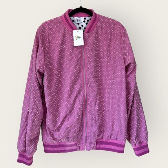 Lola + The Boys Jackets & Blazers - NWT! Lola + The Boys Women's Pink Sparkle Bomber Jacket Size Large